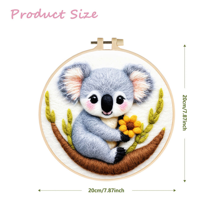 A Koala and A Yellow Flower Wool Needle Felting Painting Kit