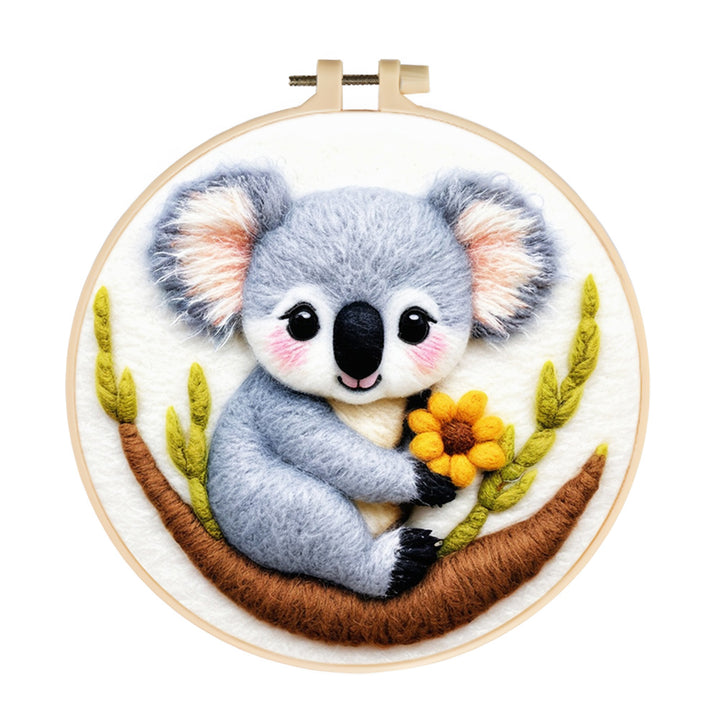 A Koala and A Yellow Flower Wool Needle Felting Painting Kit
