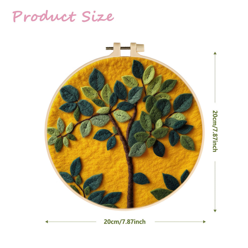 Fresh Green Tree Standing Upright Wool Needle Felting Painting Kit