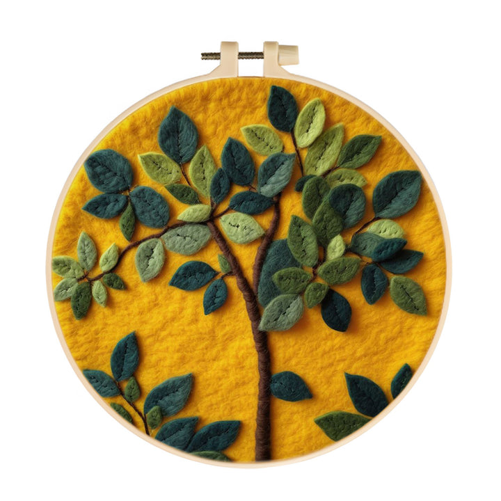 Fresh Green Tree Standing Upright Wool Needle Felting Painting Kit