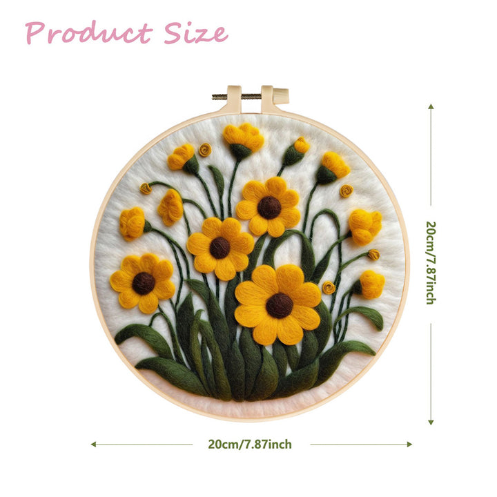Soft Yellow Flowers Blooming Together Wool Needle Felting Painting Kit