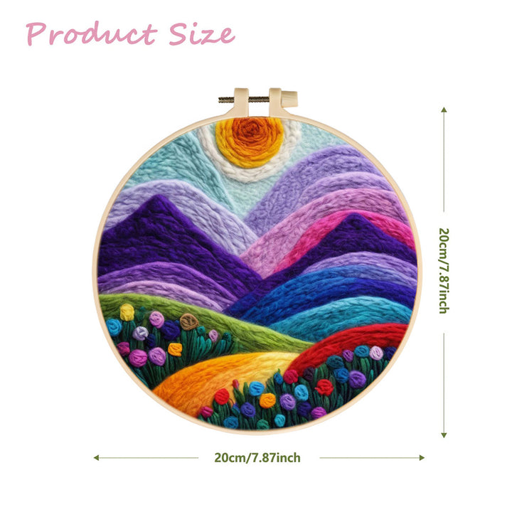 Colorful Mountains Under a Bright Sky Wool Needle Felting Painting Kit