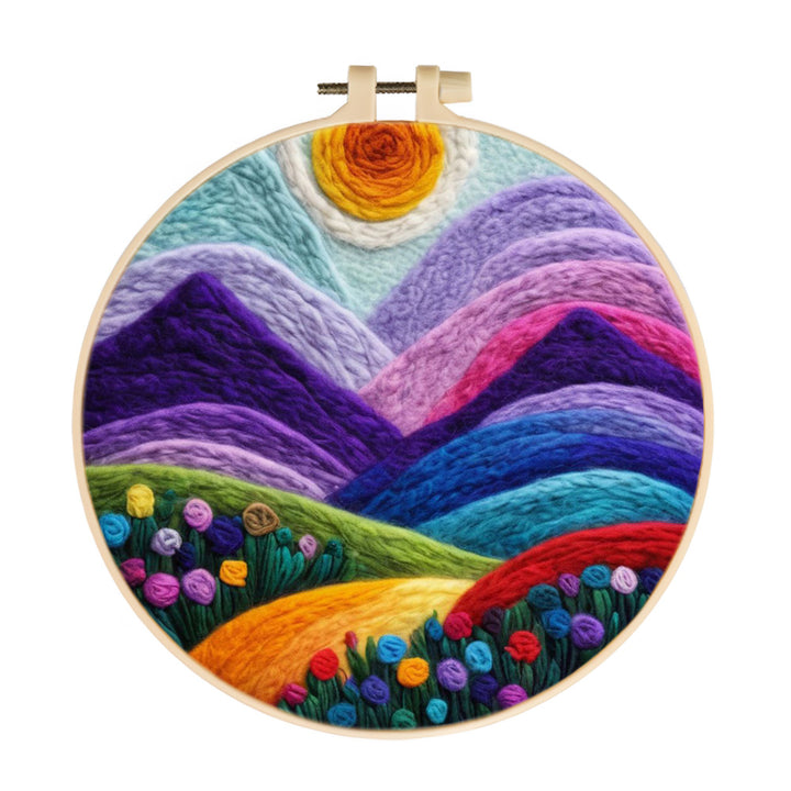 Colorful Mountains Under a Bright Sky Wool Needle Felting Painting Kit