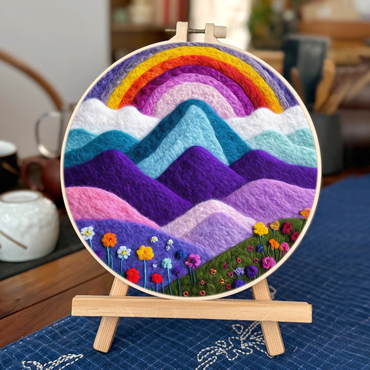 Soft Rolling Mountains with Rainbow Wool Needle Felting Painting Kit