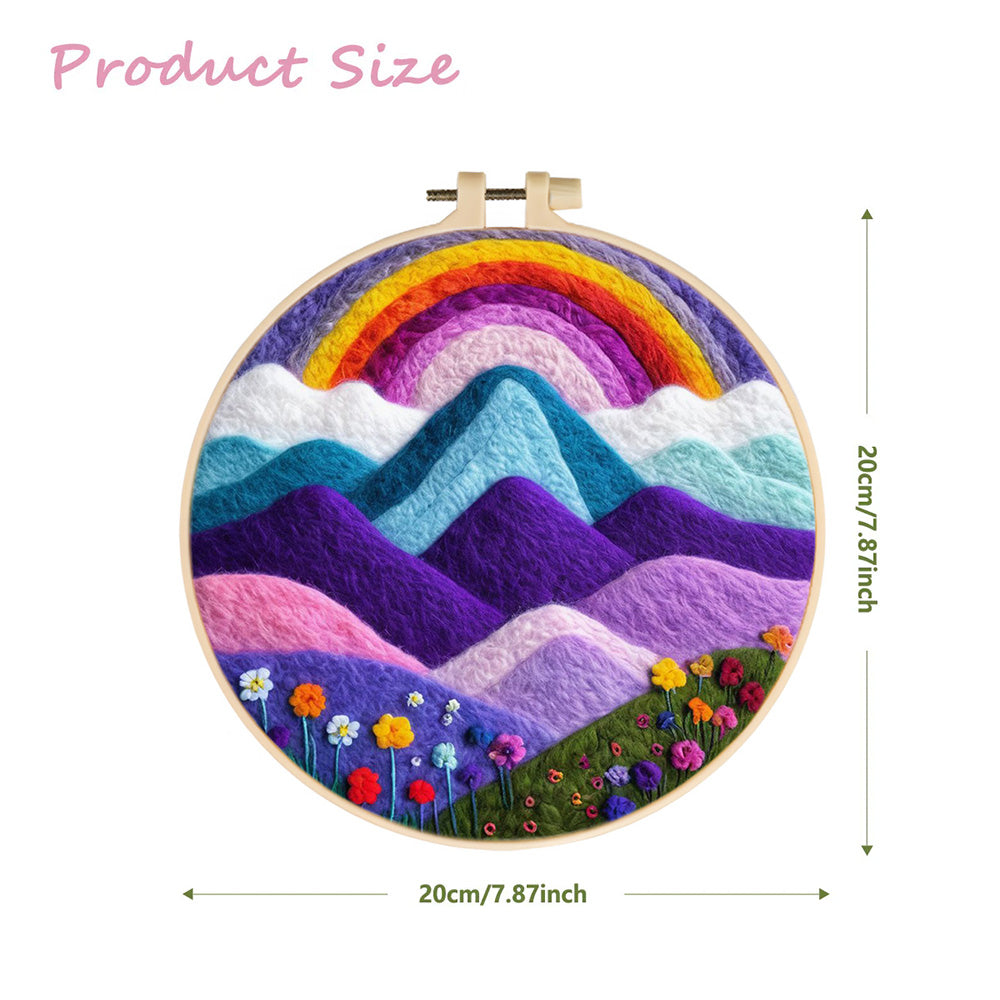 Soft Rolling Mountains with Rainbow Wool Needle Felting Painting Kit