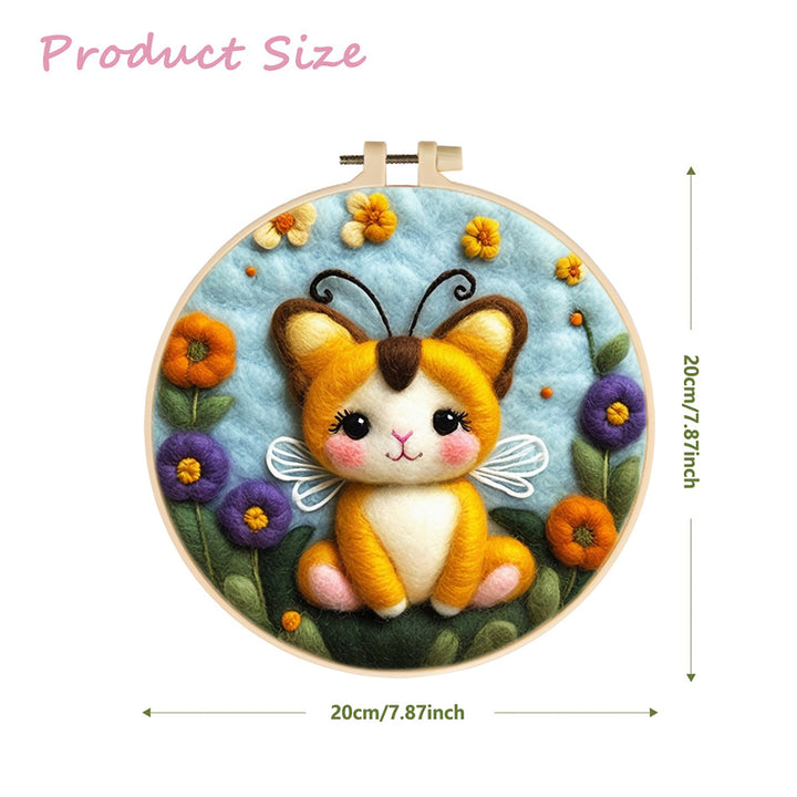 A Kitten and A Flower Bush Wool Needle Felting Painting Kit