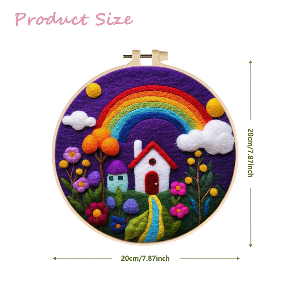 Cozy Garden House with Rainbow Wool Needle Felting Painting Kit