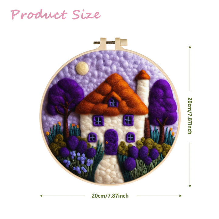 Purple Trees Framing Quiet House Wool Needle Felting Painting Kit