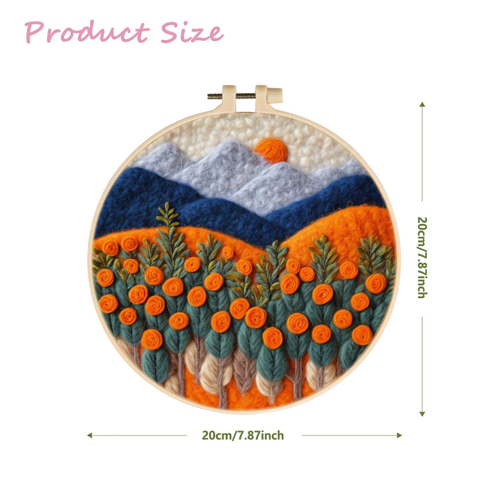 Rose Fields and Mountains Wool Needle Felting Painting Kit