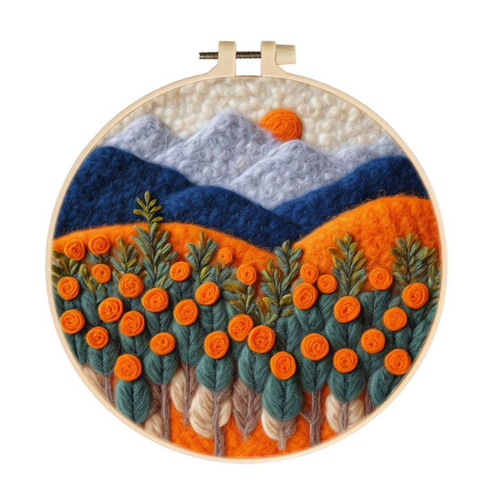 Rose Fields and Mountains Wool Needle Felting Painting Kit