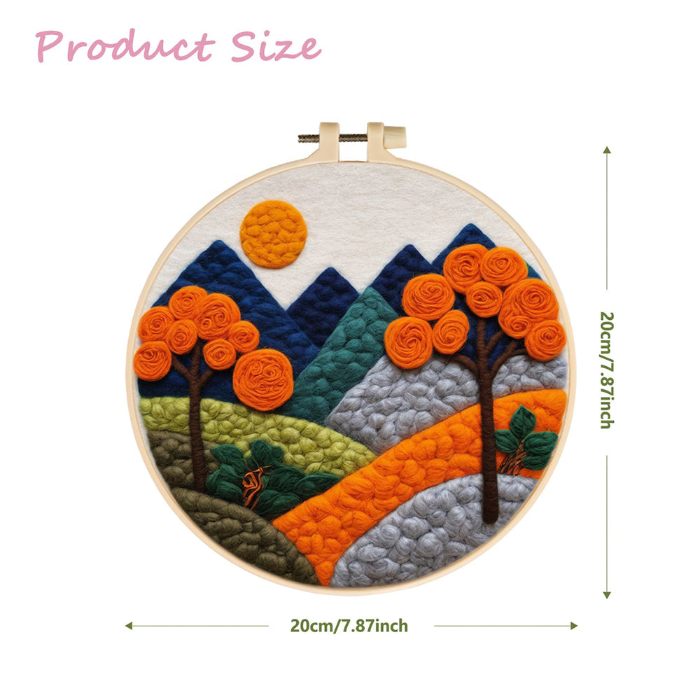 Orange Trees and Mountains Wool Needle Felting Painting Kit