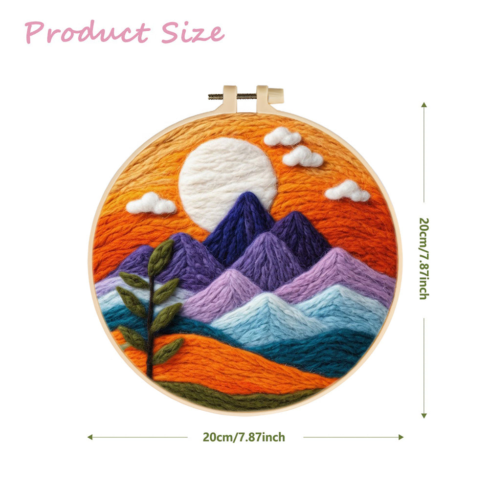 Colorful Mountains under the Setting Sun Wool Needle Felting Painting Kit