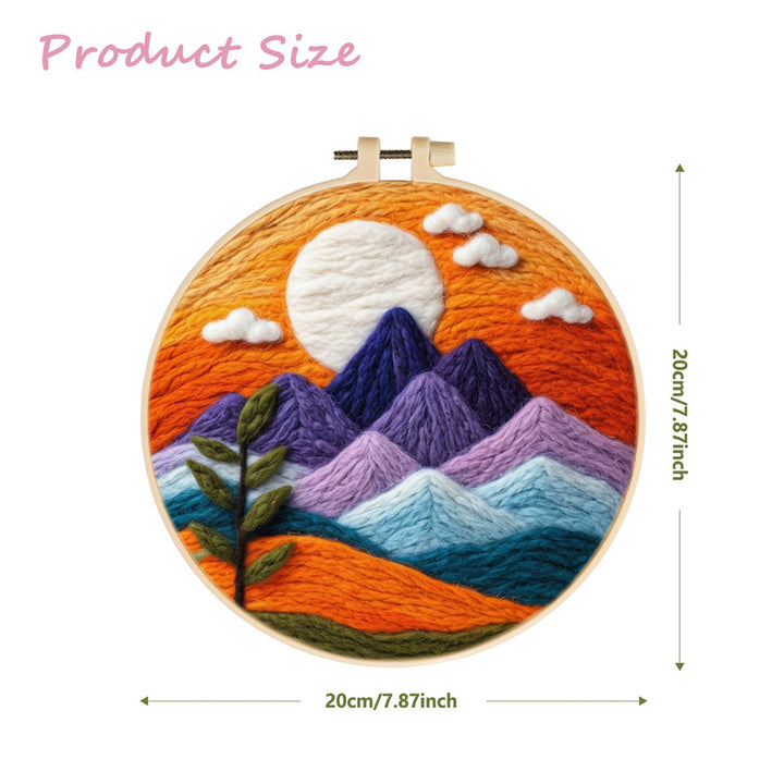 Colorful Mountains under the Setting Sun Wool Needle Felting Painting Kit