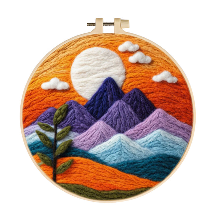 Colorful Mountains under the Setting Sun Wool Needle Felting Painting Kit