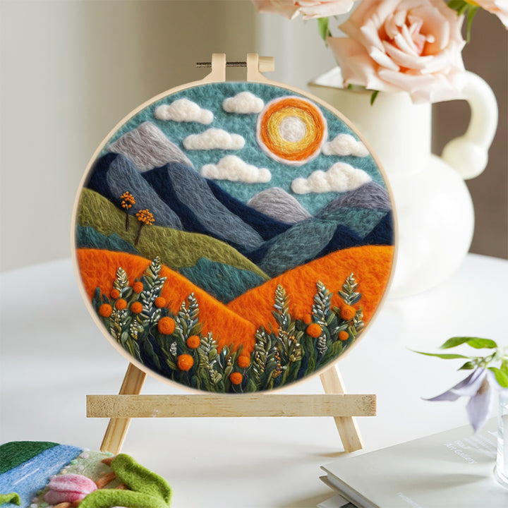 Mountains and Flowers Wool Needle Felting Painting Kit