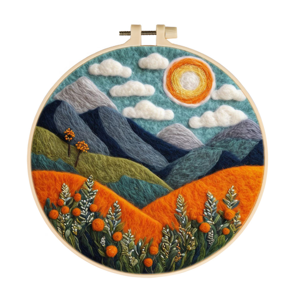 Mountains and Flowers Wool Needle Felting Painting Kit