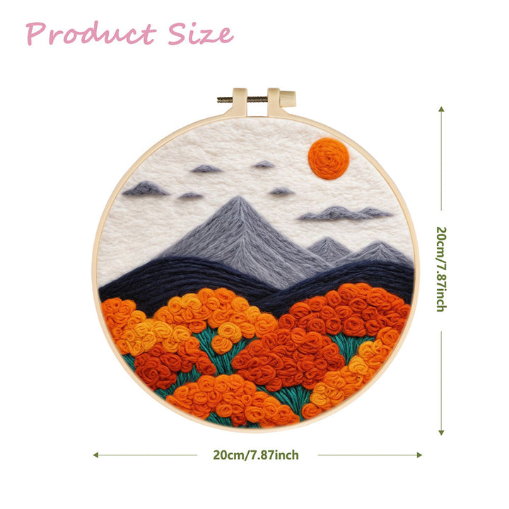 Mountains and Orange Roses Wool Needle Felting Painting Kit