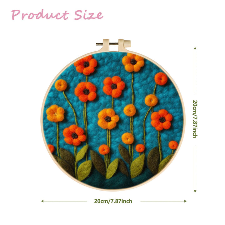 Orange Flowers Wool Needle Felting Painting Kit