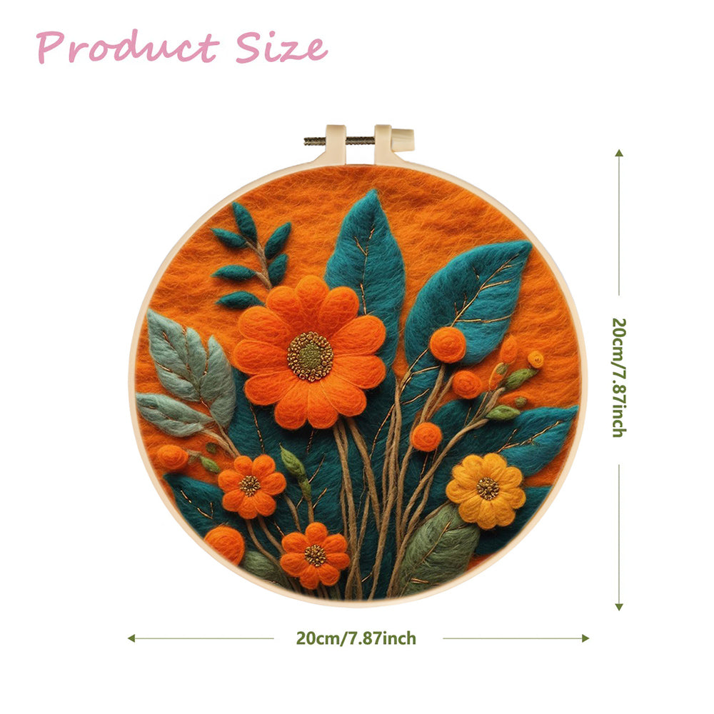 Orange-Yellow Chrysanthemums Wool Needle Felting Painting Kit