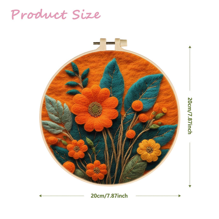Orange-Yellow Chrysanthemums Wool Needle Felting Painting Kit