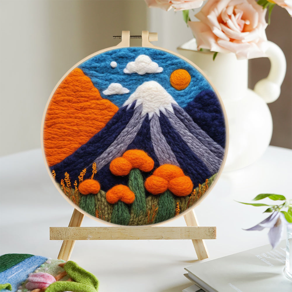 Snow-Capped Mountain and Cacti Wool Needle Felting Painting Kit