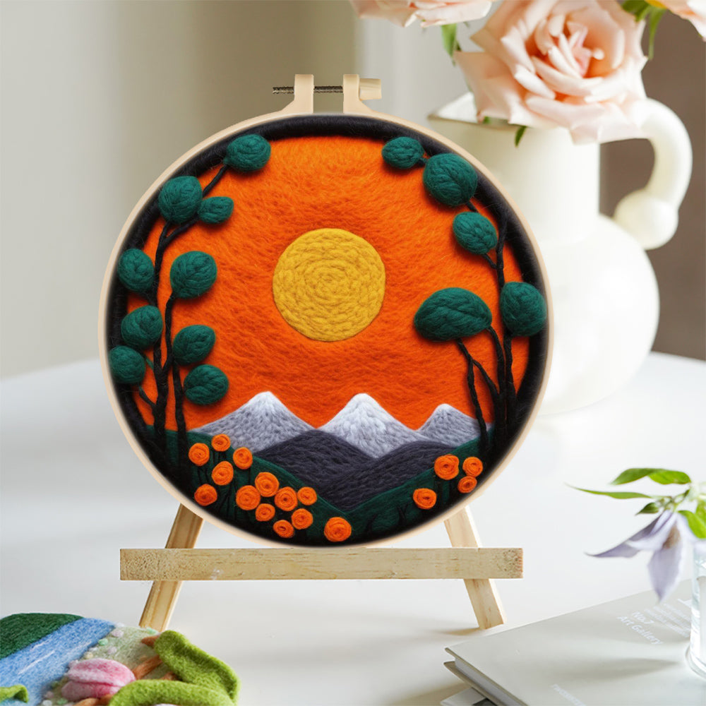 Mountains under the Red Sun Wool Needle Felting Painting Kit