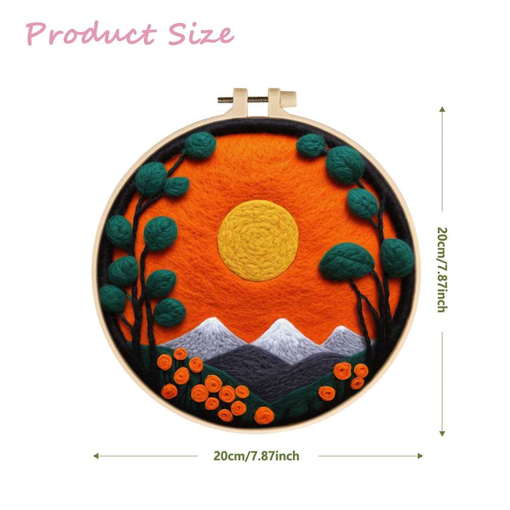 Mountains under the Red Sun Wool Needle Felting Painting Kit