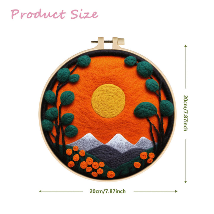 Mountains under the Red Sun Wool Needle Felting Painting Kit