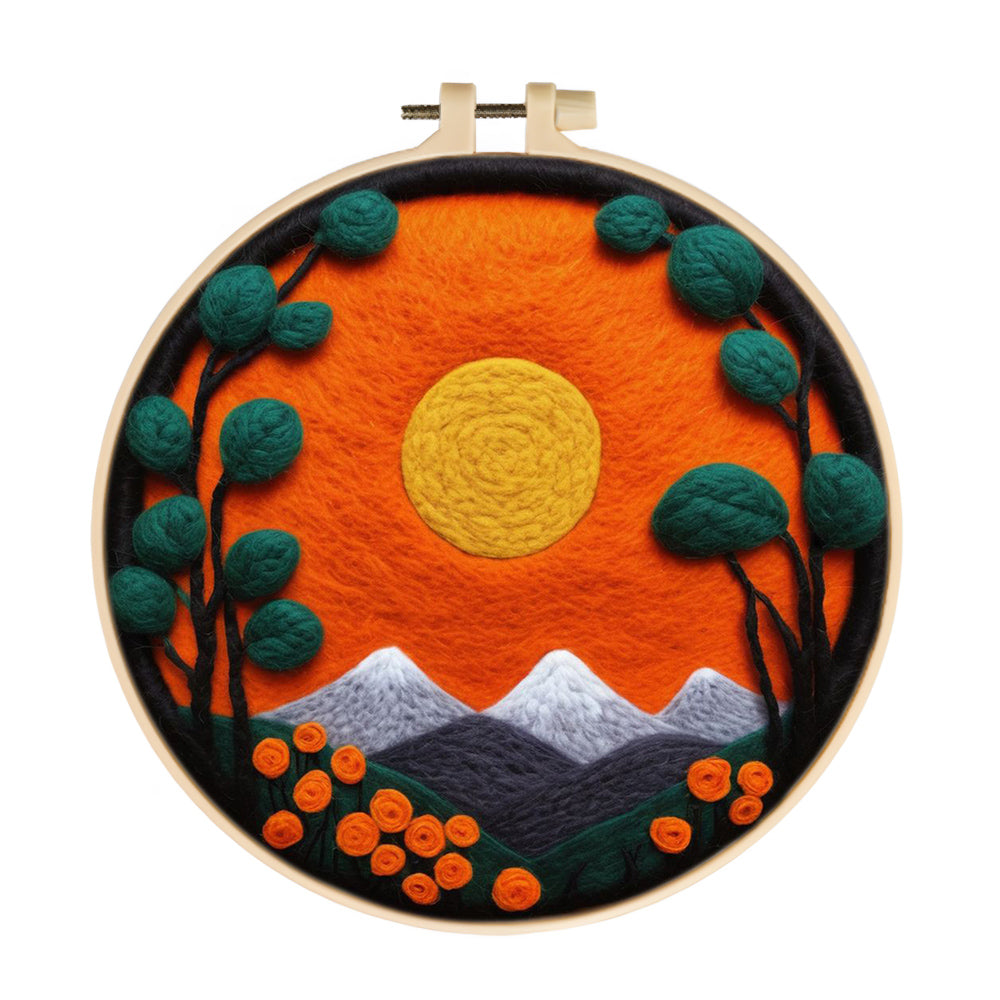 Mountains under the Red Sun Wool Needle Felting Painting Kit