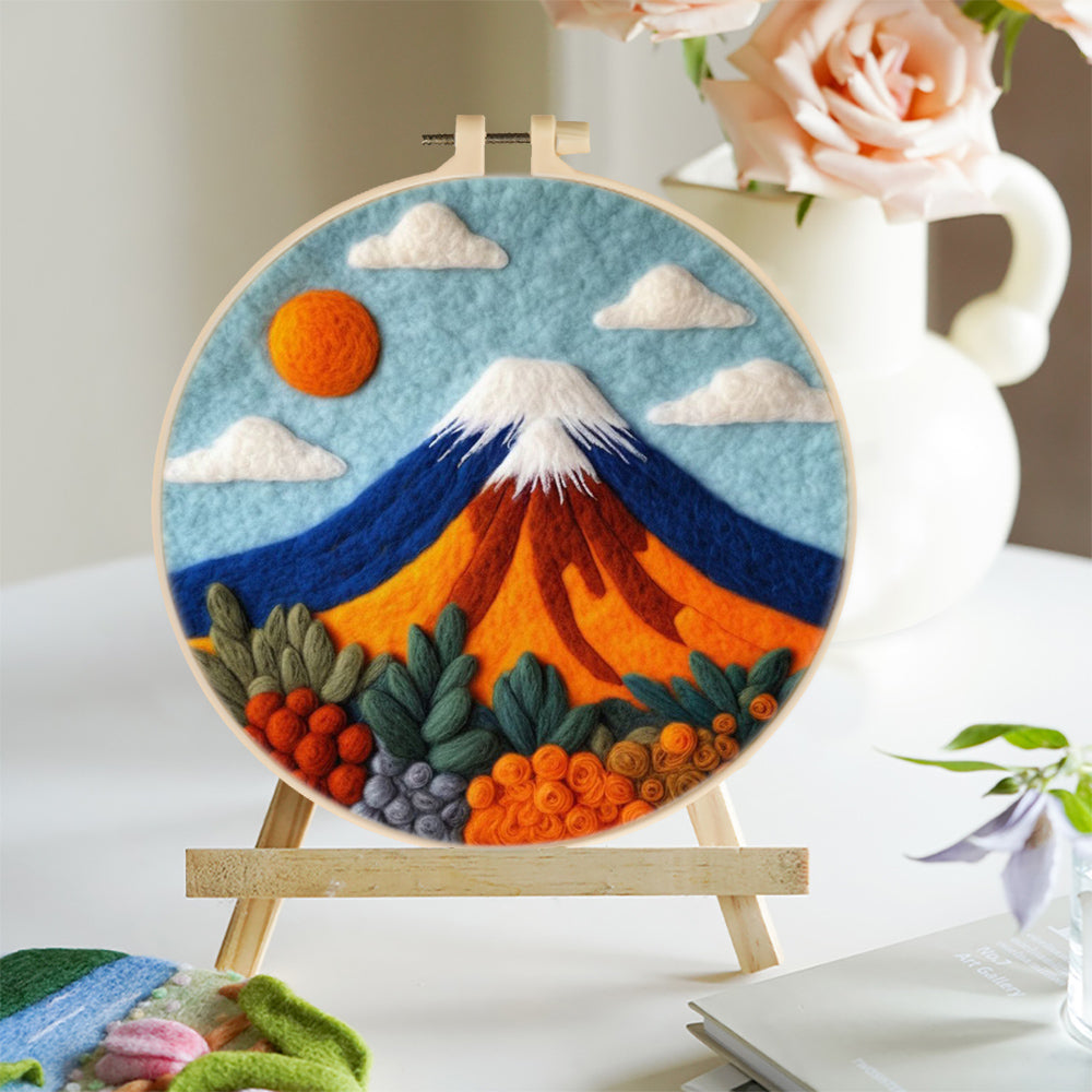 Snow-Capped Mountains and Colorful Flowers Wool Needle Felting Painting Kit