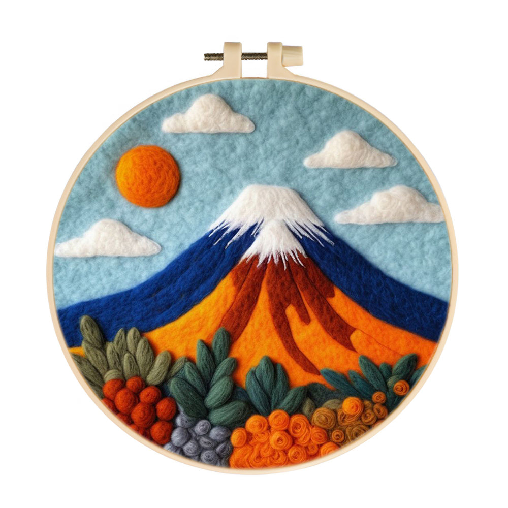 Snow-Capped Mountains and Colorful Flowers Wool Needle Felting Painting Kit