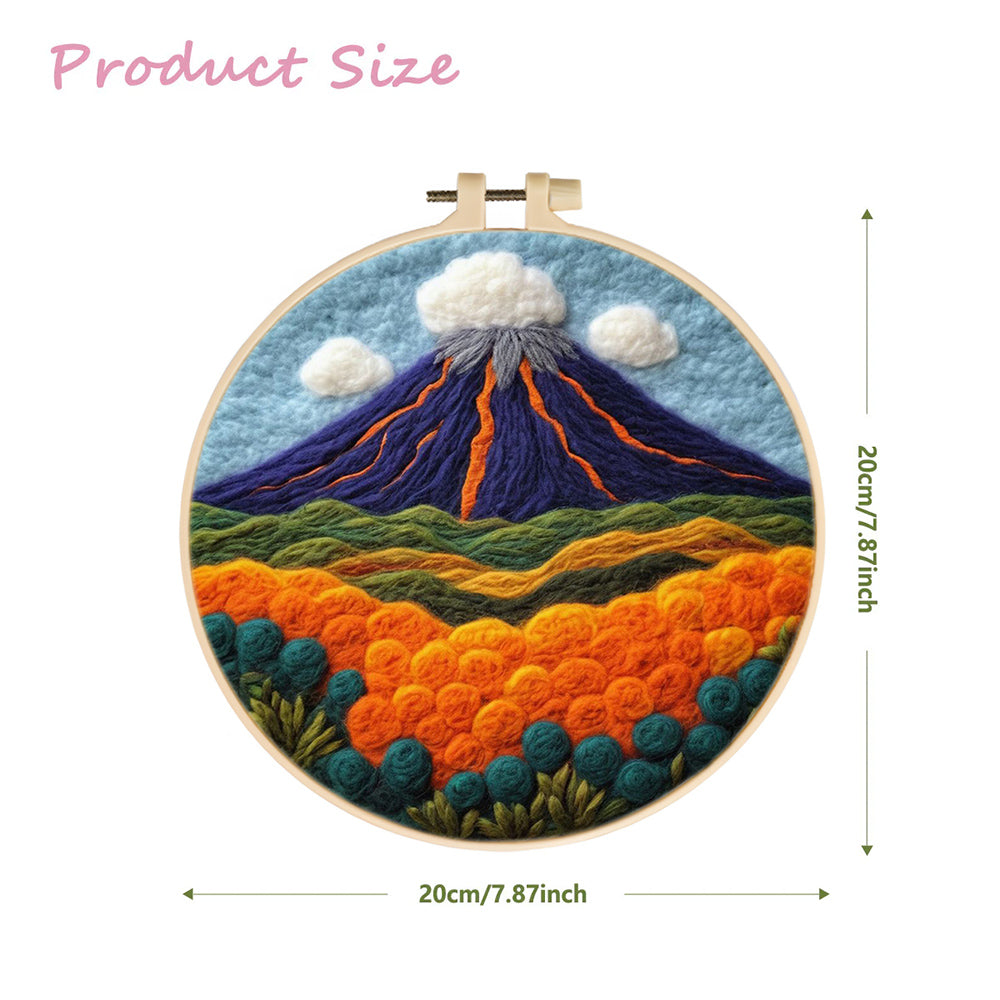 Erupting Volcano and Flowers Wool Needle Felting Painting Kit