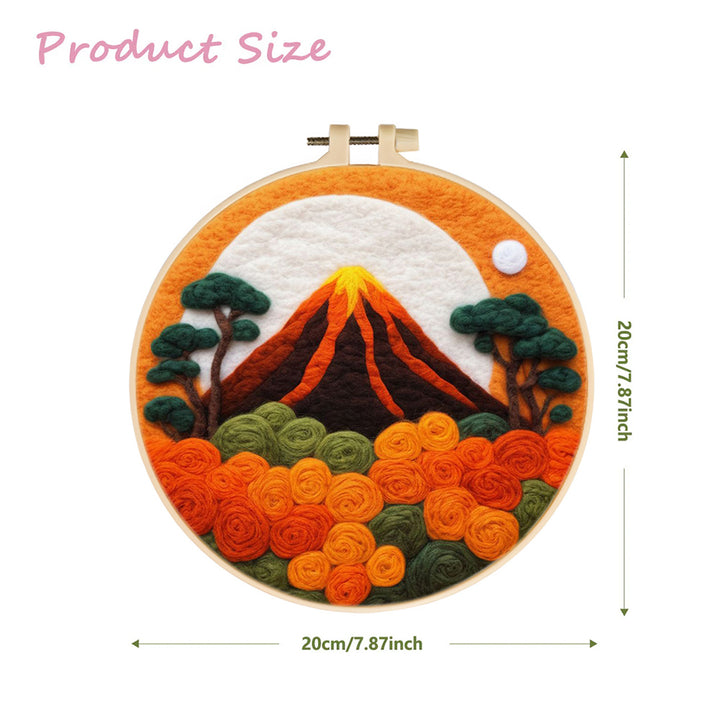 Erupting Volcano and Colorful Roses Wool Needle Felting Painting Kit