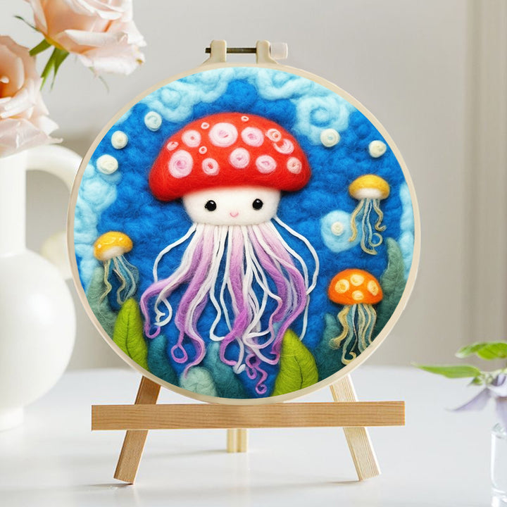 Jellyfish in the Ocean Wool Needle Felting Painting Kit