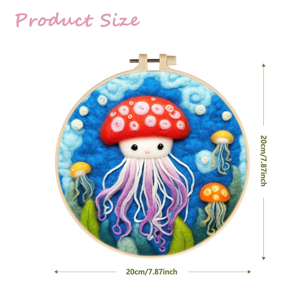Jellyfish in the Ocean Wool Needle Felting Painting Kit