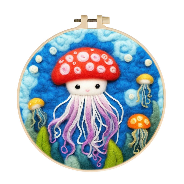 Jellyfish in the Ocean Wool Needle Felting Painting Kit