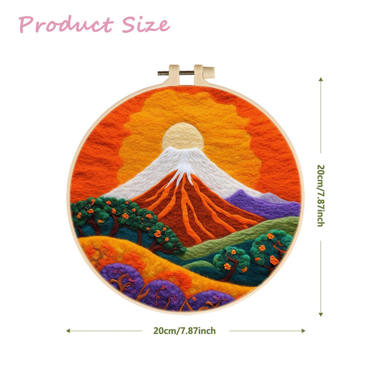 Colorful Trees and Volcano Wool Needle Felting Painting Kit