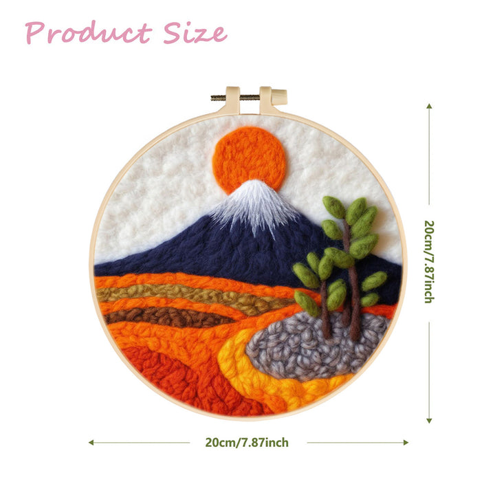 Snow-Capped Mountain under the Red Sun Wool Needle Felting Painting Kit