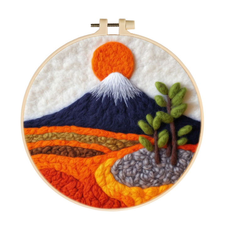 Snow-Capped Mountain under the Red Sun Wool Needle Felting Painting Kit
