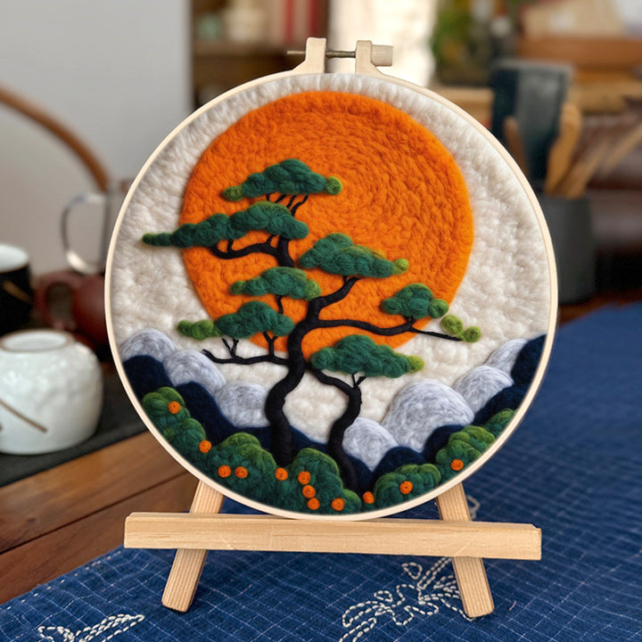 Red Sun and Welcome Pine Wool Needle Felting Painting Kit