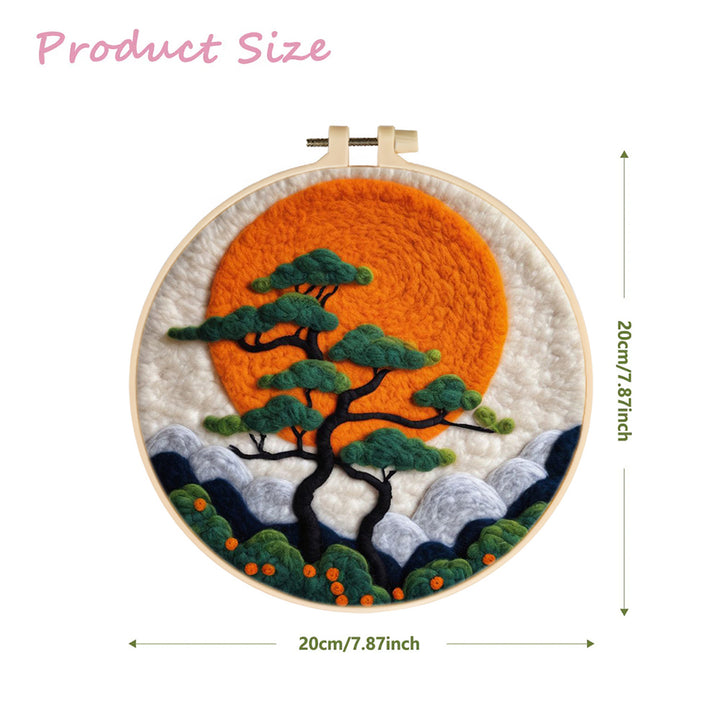 Red Sun and Welcome Pine Wool Needle Felting Painting Kit