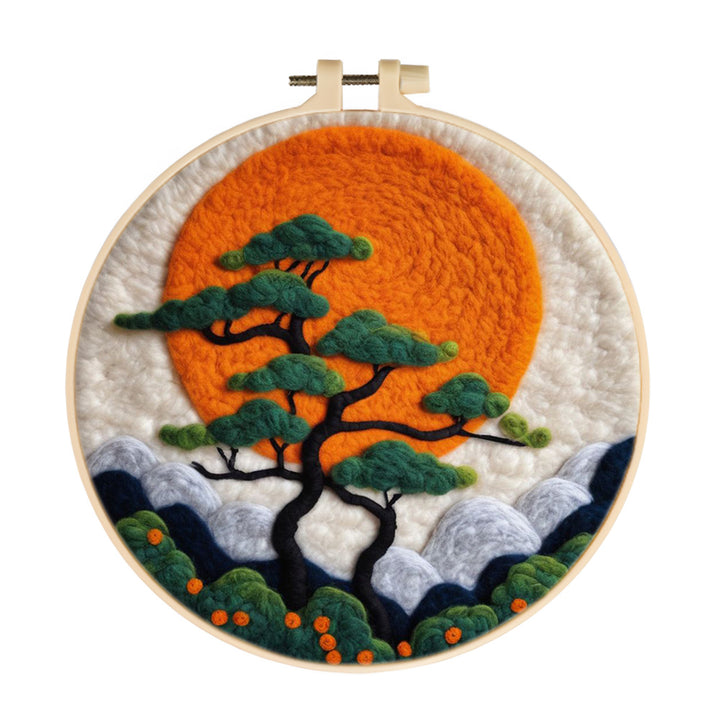 Red Sun and Welcome Pine Wool Needle Felting Painting Kit