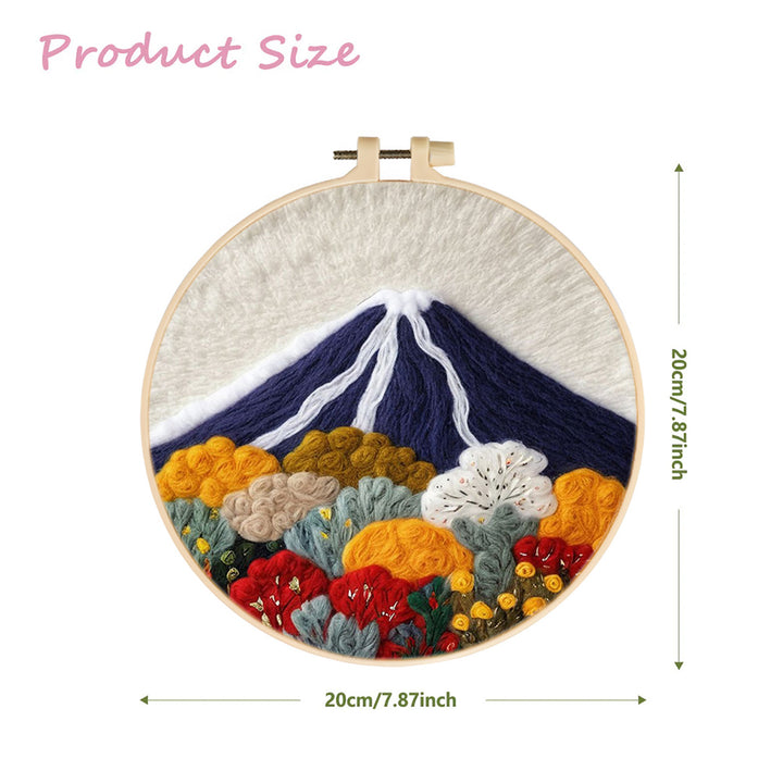 Mountain and Colorful Flowering Trees Wool Needle Felting Painting Kit