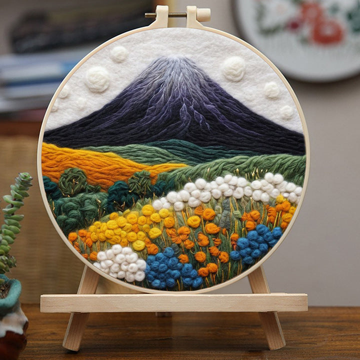 Colorful Flowers and the Snow Mountain Wool Needle Felting Painting Kit