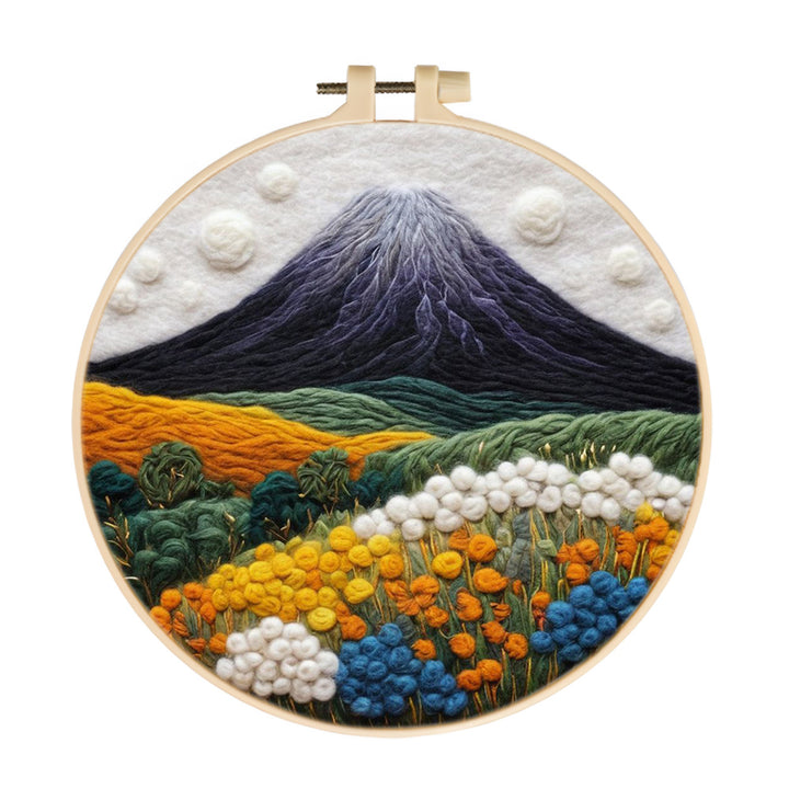 Colorful Flowers and the Snow Mountain Wool Needle Felting Painting Kit