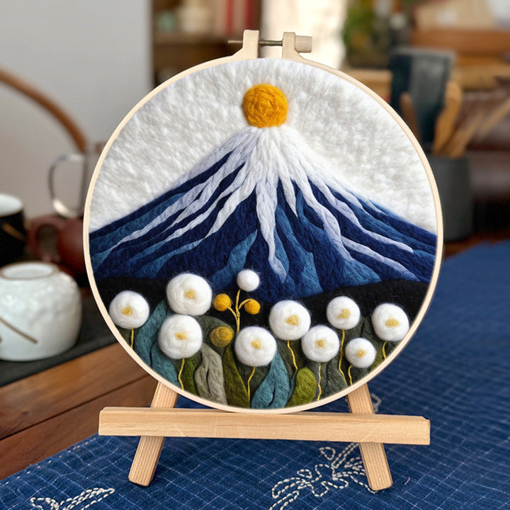 White Dandelions and Mountain Wool Needle Felting Painting Kit