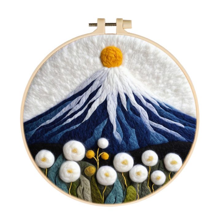 White Dandelions and Mountain Wool Needle Felting Painting Kit