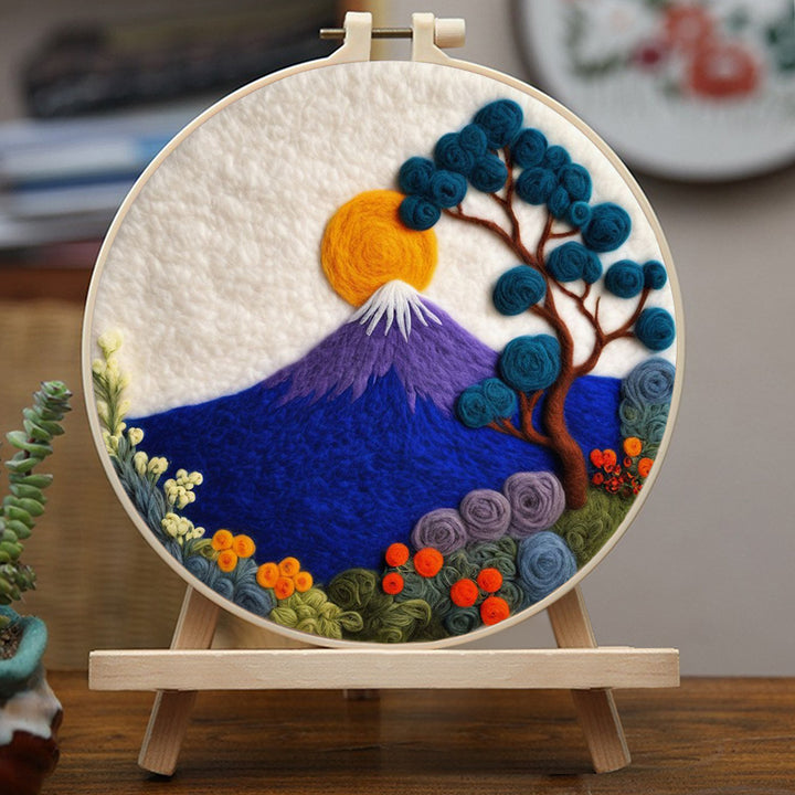 Mountain and Flower Tree Wool Needle Felting Painting Kit