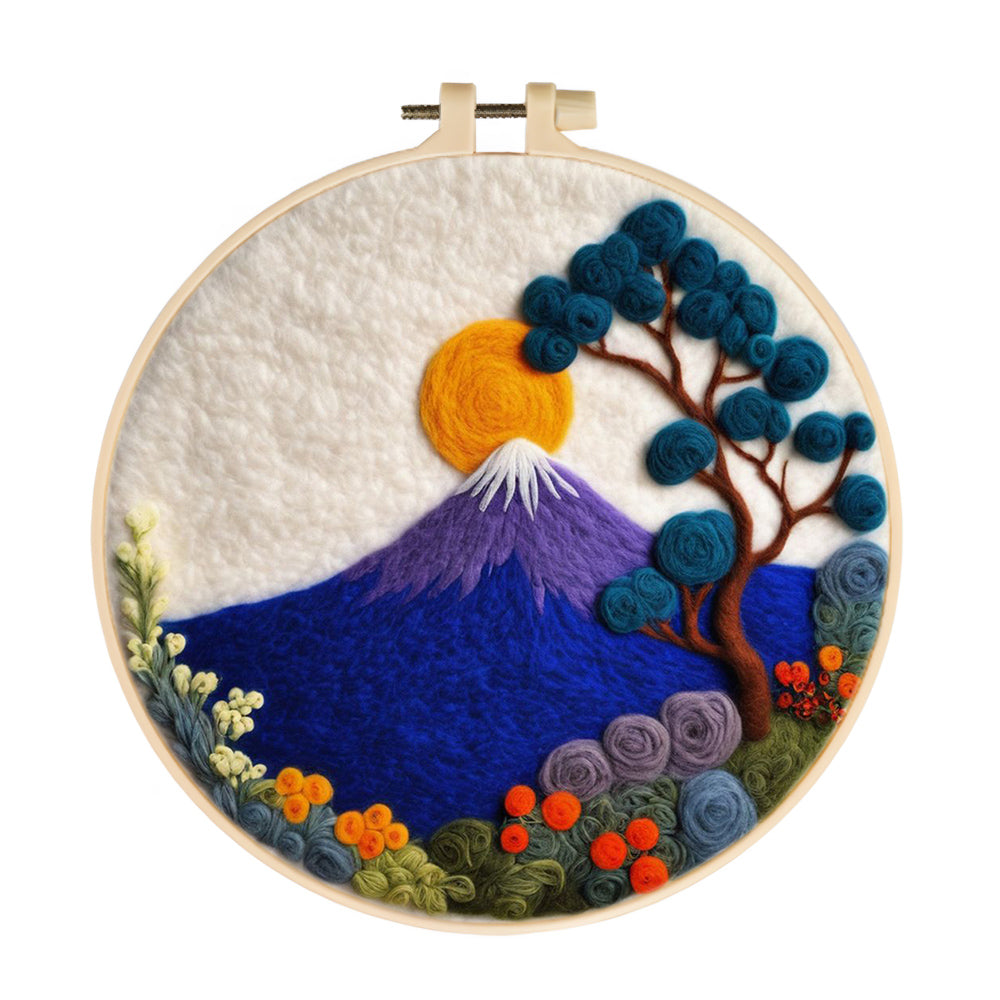 Mountain and Flower Tree Wool Needle Felting Painting Kit