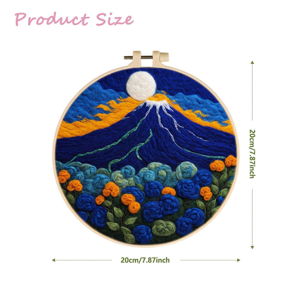 Night Mountain and Roses Wool Needle Felting Painting Kit